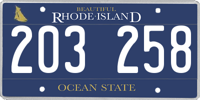 RI license plate 203258