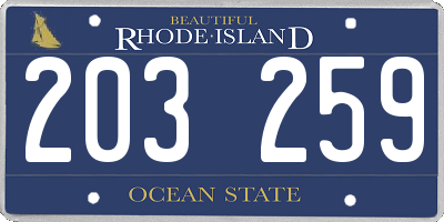 RI license plate 203259