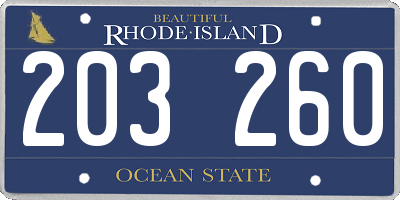 RI license plate 203260