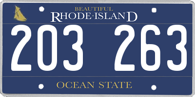 RI license plate 203263