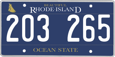 RI license plate 203265