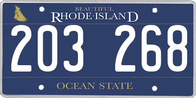 RI license plate 203268