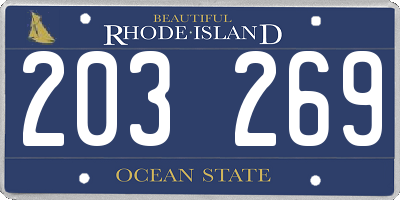 RI license plate 203269