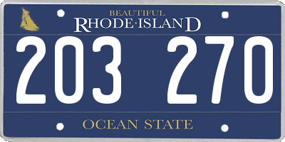 RI license plate 203270