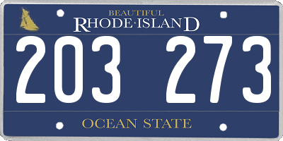 RI license plate 203273