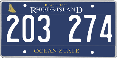 RI license plate 203274
