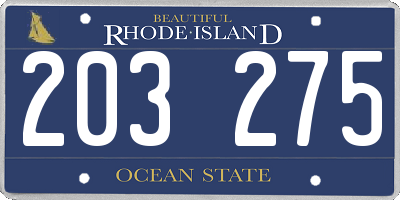 RI license plate 203275
