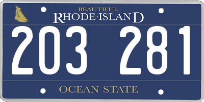 RI license plate 203281