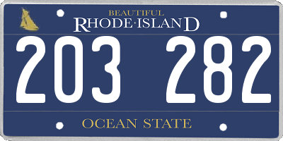 RI license plate 203282