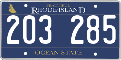 RI license plate 203285