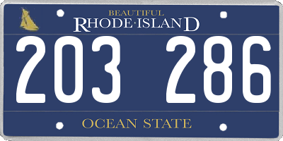 RI license plate 203286