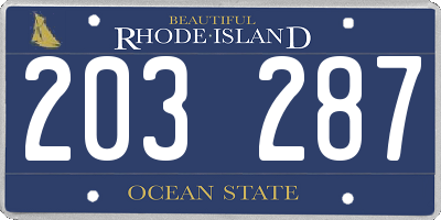 RI license plate 203287