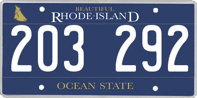 RI license plate 203292