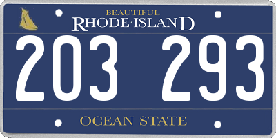 RI license plate 203293