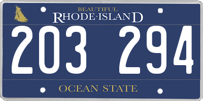 RI license plate 203294