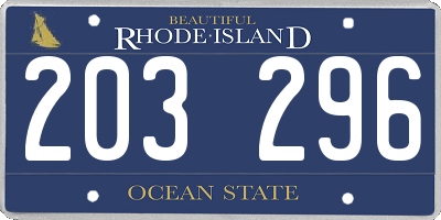 RI license plate 203296