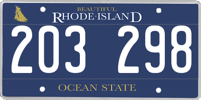 RI license plate 203298