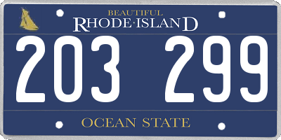 RI license plate 203299
