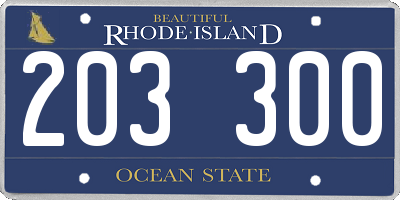 RI license plate 203300