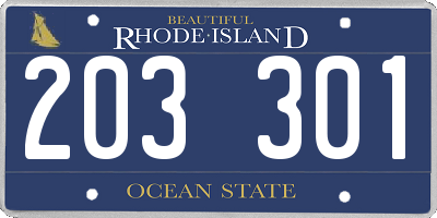 RI license plate 203301
