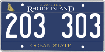 RI license plate 203303