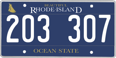 RI license plate 203307