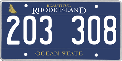 RI license plate 203308