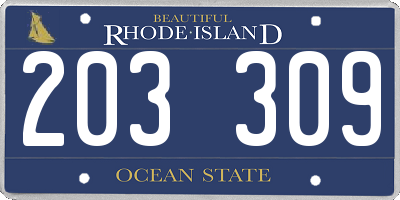 RI license plate 203309