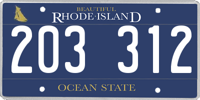 RI license plate 203312