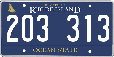 RI license plate 203313