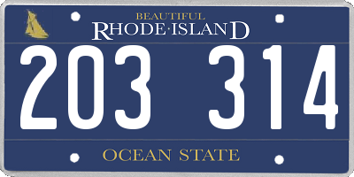 RI license plate 203314