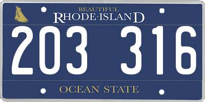 RI license plate 203316
