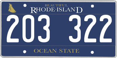 RI license plate 203322