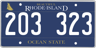 RI license plate 203323