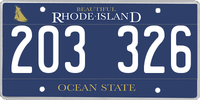 RI license plate 203326