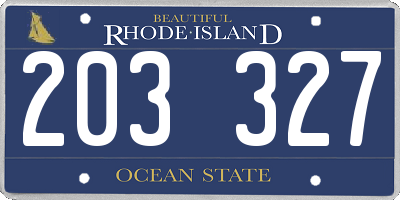 RI license plate 203327