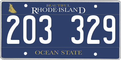 RI license plate 203329