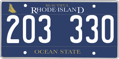 RI license plate 203330