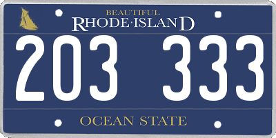 RI license plate 203333