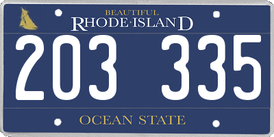 RI license plate 203335