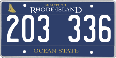 RI license plate 203336