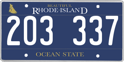 RI license plate 203337