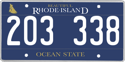 RI license plate 203338