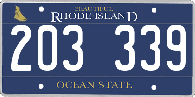 RI license plate 203339