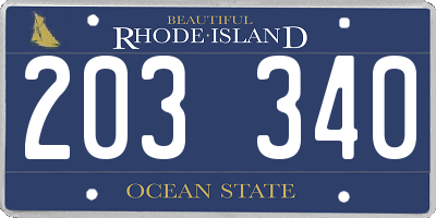 RI license plate 203340