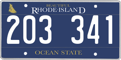 RI license plate 203341