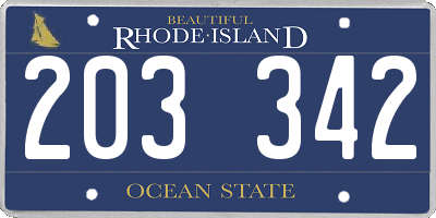 RI license plate 203342