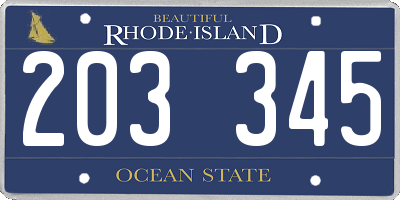 RI license plate 203345