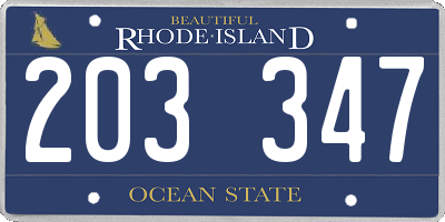 RI license plate 203347