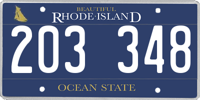 RI license plate 203348